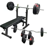 Gorilla Sports Verstelbare Halterbank Zwart Met 100 kg Halterset Gripper Kunststof