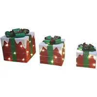 House of Seasons Decoratieve beeld Cadeau set van 3,Rood,20 Led ,op batterijen, de grootste maat L25 x B25 x H30cm