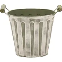 Mega Collections Plantenpot/bloempot/emmer - zink - legergroen - D15 x H13 cm