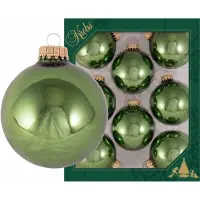 Merkloos 8x Glanzende groene kerstboomversiering kerstballen van glas 7 cm - Kerstbal