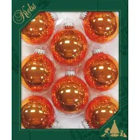 Merkloos Krebs Kerstballen - 8x st - oranje - 7 cm - glas - orange crunch - Kerstbal