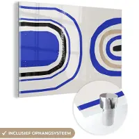 MuchoWow Glasschilderij 30x20 cm - Schilderij acrylglas - Abstract - Blauw - Modern - Foto op glas - Schilderijen