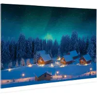 My Village Achtergrond canvas led noorderlicht 76x56 cm