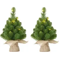 Mica Decorations Kunstkerstboom - mini formaat - met 3x LED lampjes - 45 cm
