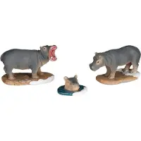 Luville - Hippopotamus family 3 stuks - l9,5xb5xh6cm - Kersthuisjes & Kerstdorpen