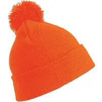 Result Wintermuts - oranje - voor kinderen - muts met pom pom - acryl