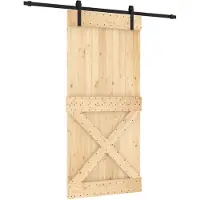 vidaXL Schuifdeur met beslag 95x210 cm massief grenenhout