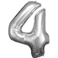 Amscan Folieballon Cijfer 4 Junior 66 X 88 Cm Zilver
