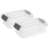 Sunware 2x opslagbox kunststof 30 liter transparant 59 x 39 x 17 cm met extra hoge deksel - Opbergbox