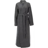 Linnick Wafel Badjas Kuitlengte - dark grey - XL