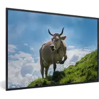 PosterMonkey Fotolijst incl. Poster - Koe - Gras - Alpen - 60x40 cm - Posterlijst