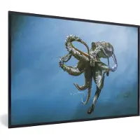 PosterMonkey Fotolijst incl. Poster - Octopus onder het wateroppervlak - 120x80 cm - Posterlijst