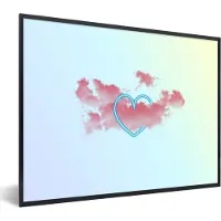 PosterMonkey Fotolijst incl. Poster - Neon hart in de wolken - 40x30 cm - Posterlijst