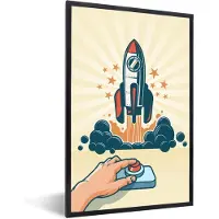 PosterMonkey Fotolijst incl. Poster - Vintage - Raket - Knop - 80x120 cm - Posterlijst