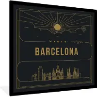 PosterMonkey Fotolijst incl. Poster - Stadsaanzicht Barcelona - wit - 40x40 cm - Posterlijst