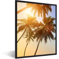 PosterMonkey Fotolijst incl. Poster - Palmboom - Zon - Zomer - Tropical - 60x80 cm - Posterlijst