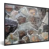 PosterMonkey Fotolijst incl. Poster - Muren - Stenen - Robuust - 80x60 cm - Posterlijst