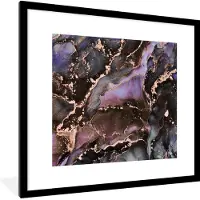 PosterMonkey Fotolijst incl. Poster - Marmer - Goud - Roze - 40x40 cm - Posterlijst