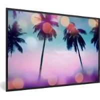 PosterMonkey Fotolijst incl. Poster - Zomer - Palmen - Lucht - Roze - 30x20 cm - Posterlijst