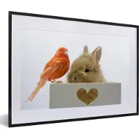 PosterMonkey Fotolijst incl. Poster - Dieren - Konijn - Vogel - 60x40 cm - Posterlijst