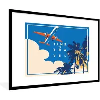 PosterMonkey Fotolijst incl. Poster - Vakantie - Vliegtuig - Quote - 120x80 cm - Posterlijst