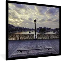 PosterMonkey Fotolijst incl. Poster - Pond des arts in Parijs - 40x40 cm - Posterlijst