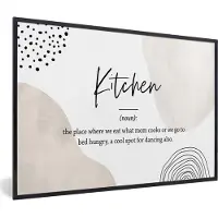 PosterMonkey Fotolijst incl. Poster - Spreuken - Kitchen - Keuken definitie - Quotes - Woordenboek - 30x20 cm - Posterlijst