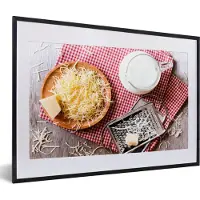 PosterMonkey Fotolijst incl. Poster - Ingrediënten voor pastaschotel met Parmezaanse kaas - 60x40 cm - Posterlijst