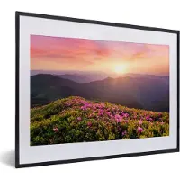 PosterMonkey Fotolijst incl. Poster - Bloemen - Berg - Zonsondergang - Landschap - 40x30 cm - Posterlijst