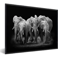 PosterMonkey Fotolijst incl. Poster - Olifant - Zwart - Wit - Dieren - 40x30 cm - Posterlijst