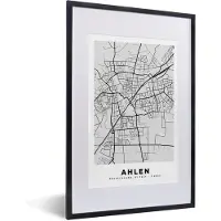 PosterMonkey Fotolijst incl. Poster - Kaart - Plattegrond - Duitsland - Ahlen - Stadskaart - 40x60 cm - Posterlijst