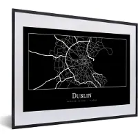 PosterMonkey Fotolijst incl. Poster - Stadskaart - Dublin - Kaart - Plattegrond - 40x30 cm - Posterlijst