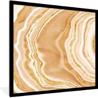 PosterMonkey Fotolijst incl. Poster - Agaat steen - Goud - Edelstenen - Luxe - 40x40 cm - Posterlijst