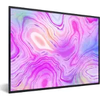 PosterMonkey Fotolijst incl. Poster - Neon - Agaat geode - Stenen - 80x60 cm - Posterlijst