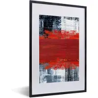 PosterMonkey Fotolijst incl. Poster - Schilderij - Abstract - Rood - Olieverf - 40x60 cm - Posterlijst