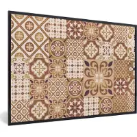PosterMonkey Fotolijst incl. Poster - Bloemen - Figuren - Vintage - Bruin - Design - 60x40 cm - Posterlijst