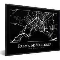 PosterMonkey Fotolijst incl. Poster - Plattegrond - Stadskaart - Palma de Mallorca - Kaart - 40x30 cm - Posterlijst