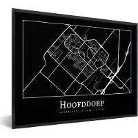 PosterMonkey Fotolijst incl. Poster - Plattegrond - Hoofddorp - Kaart - Stadskaart - 80x60 cm - Posterlijst