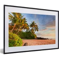PosterMonkey Fotolijst incl. Poster - Palmbomen hangen scheef op het strand van het Amerikaanse Hawaii - 60x40 cm - Posterlijst