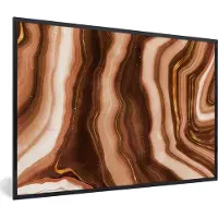 PosterMonkey Fotolijst incl. Poster - Agaat - Bruin - Goud - Geode steen - 30x20 cm - Posterlijst
