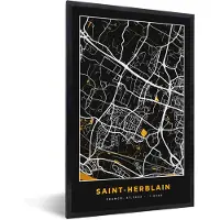PosterMonkey Fotolijst incl. Poster - Saint-Herblain - Plattegrond - Frankrijk - Kaart - Stadskaart - 60x90 cm - Posterlijst