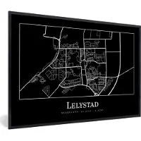 PosterMonkey Fotolijst incl. Poster - Plattegrond - Kaart - Lelystad - Stadskaart - 90x60 cm - Posterlijst