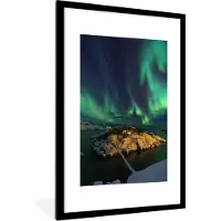 PosterMonkey Fotolijst incl. Poster - Aurora - Brug - Sneeuw - 60x90 cm - Posterlijst