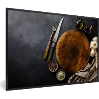 PosterMonkey Fotolijst incl. Poster - Bestek - Snijplank - Keuken - Theedoek - 120x80 cm - Posterlijst