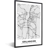 PosterMonkey Fotolijst incl. Poster - Duitsland - Stadskaart - Plattegrond - Erlangen - Kaart - 80x120 cm - Posterlijst