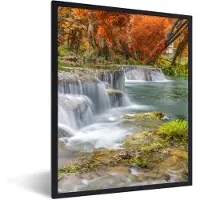 PosterMonkey Fotolijst incl. Poster - Herfst - Waterval - Natuur - Bomen - 30x40 cm - Posterlijst