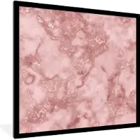 PosterMonkey Fotolijst incl. Poster - Rose gold - Glitter - Marmer - Agaat - 40x40 cm - Posterlijst
