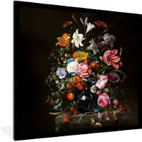 PosterMonkey Fotolijst incl. Poster - Oude meesters - Kunst - Vaas met bloemen - Jan Davidsz de Heem - 40x40 cm - Posterlijst