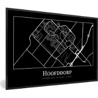 PosterMonkey Fotolijst incl. Poster - Plattegrond - Hoofddorp - Kaart - Stadskaart - 90x60 cm - Posterlijst