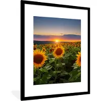 PosterMonkey Fotolijst incl. Poster - Bloemen - Nacht - Zonsondergang - Zonnebloem - Horizon - 60x80 cm - Posterlijst